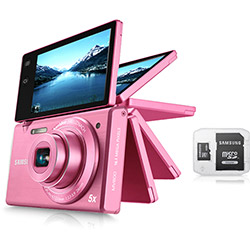 Câmera Digital Samsung MV800 16.1MP Rosa C/ 5x de Zoom Óptico Cartão 4GB