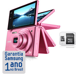 Câmera Digital Samsung MV800 16.1MP Rosa C/ 5x de Zoom Óptico Cartão 4GB