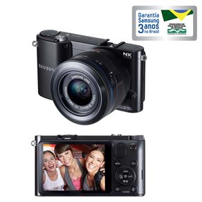 Câmera Digital Samsung NX1000 Preta com 20.3MP, LCD 3", Conexão Wi-Fi, Saída HDMI, Vídeos Full HD e Fotos em 3D