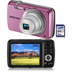 Câmera Digital Samsung PL20 - 14.2MP 5x Zoom Óptico Cartão SD 2GB Rosa