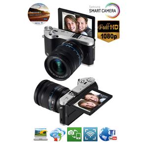 Câmera Digital Samsung Smart NX300M Preta - 20.3MP, LCD 3.3” Móvel Touch Screen, Wi-Fi, Viewfinder, AutoShare, MobileLink e Vídeo Full HD