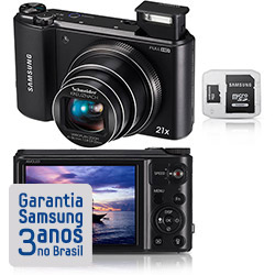 Câmera Digital Samsung Smart WB850F 16.2MP C/ 21x de Zoom Óptico Cartão 8GB Preta