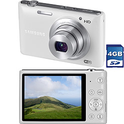 Câmera Digital Samsung ST150 16.2MP, Foto Panorâmica, Grava em HD, Wi-Fi, Branca, 5x Zoom Óptico, Cartão de Memória de 4GB