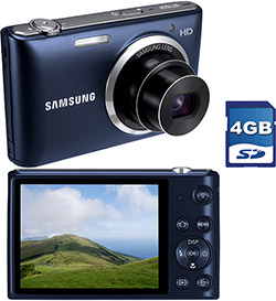 Câmera Digital Samsung ST150 16.2MP, Foto Panorâmica, Grava em HD, Wi-Fi, Preta, 5x Zoom Óptico, Cartão de Memória de 4GB