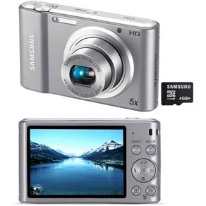 Câmera Digital Samsung ST64 Prata 14.2MP 4GB com Zoom Óptico de 5x LCD 2.7" Estabilização de Imagem Vídeo em HD Foto Panorâmica