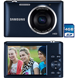 Câmera Digital Samsung ST72 16.2MP, Zoom Óptico 5x, Foto Panorâmica, Grava em HD, Preta, Cartão de Memória 4GB