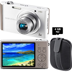 Câmera Digital Samsung ST77 16.1 MP 5x Zoom Óptico Cartão 4GB Branca + Bolsa Samsung