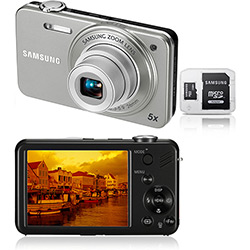 Câmera Digital Samsung ST90 14.2 MP C/ 5x Zoom Óptico Cartão SD 2GB Prata