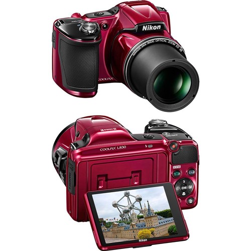 Tudo sobre 'Câmera Digital Semi-profissional Nikon Coolpix L830 com 16MP Zoom Ótico de 34x Vermelha'