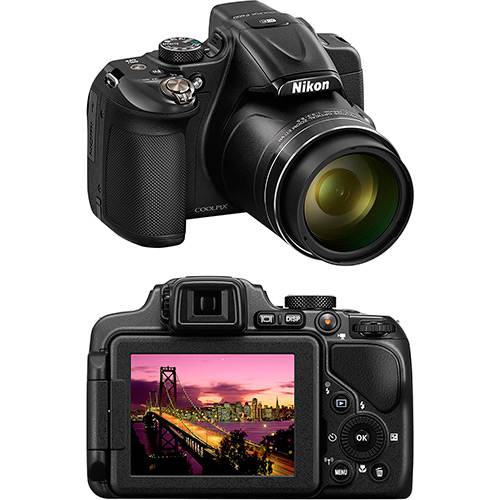 Câmera Digital Semi-profissional Nikon Coolpix P600 com 16.1MP Zoom Ótico de 60x Preta