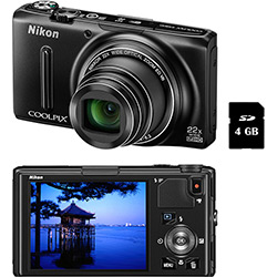 Câmera Digital Semi-Profissional Nikon S9500 18.1MP Zoom Óptico 22x - Preta