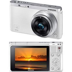 Câmera Digital Semi-Profissional Samsung Smart NX Mini 20.5 MP com Lente 9mm + Wi-Fi + Full HD Branca