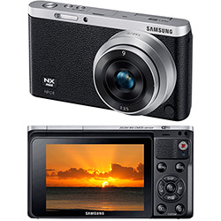 Câmera Digital Semi-Profissional Samsung Smart NX Mini 20.5 MP com Lente 9mm + Wi-Fi + Full HD Preta