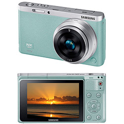 Câmera Digital Semi-Profissional Samsung Smart NX Mini 20.5 MP com Lente 9mm + Wi-Fi + Full HD Verde Menta