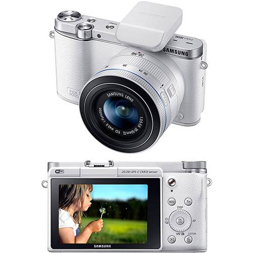 Tudo sobre 'Câmera Digital Semi-Profissional Samsung Smart NX3000 20.3MP Branca'