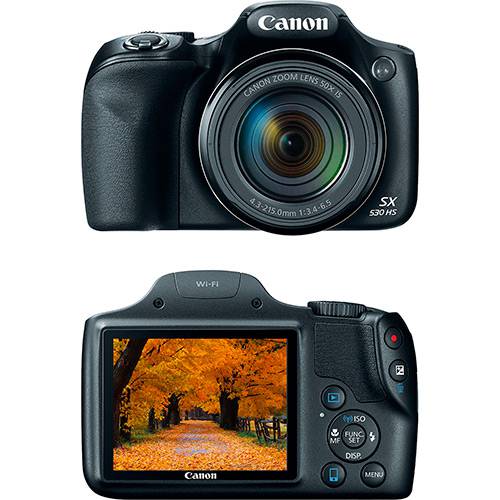 Câmera Digital Semiprofissional Canon Powershot Sx530hs 16MP 50x 2MB Grande Angular de 24mm Preto Full HD