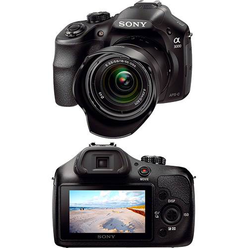 Câmera Digital Sony Alpha 3000K/B 20.1MP C/ Lente SEL 18-55mm