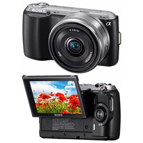Câmera Digital Sony Alpha NEX-C3 Preta C/ 16,2MP, LCD 3", Lente 18-55mm, Estabilizador de Imagens, Fotos Panorâmicas e 3D, Detector de Face e Sorriso