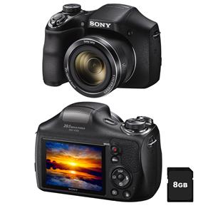 Câmera Digital Sony Cyber-shot DSC-H300 Preta - 20.1 MP, Super Zoom Óptico de 35x, LCD 3.0", Foto Panorâmica 360º, Vídeos HD + Cartão 8GB