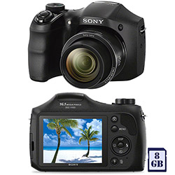 Câmera Digital Sony Cyber-shot DSC-H100 16.1MP C/ 21x Zoom Óptico Cartão 8GB Preta