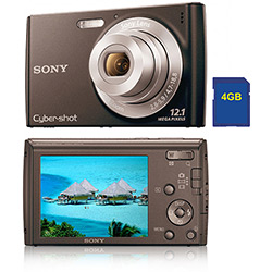 Câmera Digital Sony Cyber Shot DSC-W510 12.1MP C/ 4x Zoom Óptico Memory Stick 4GB Preta