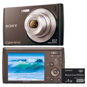 Câmera Digital Sony Cyber-shot DSC-W510/B Preta C/ 12.1 MP, LCD TFT 2.7", Foto Panorâmica, Smile Shutter e Face Detection + Memory Stick de 4GB