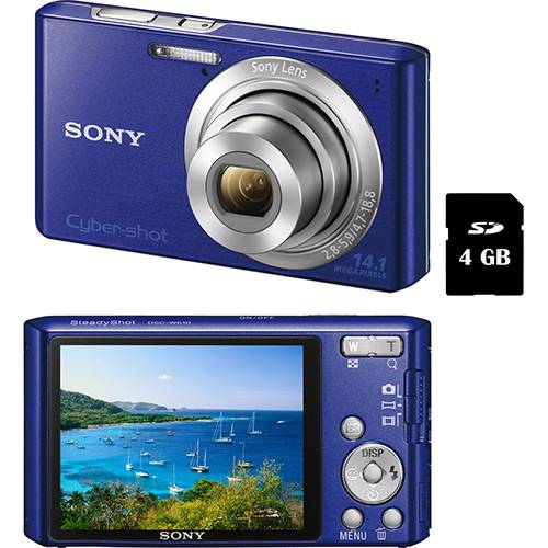 Tudo sobre 'Câmera Digital Sony Cyber-Shot DSC W610 14.1MP C/ 4x de Zoom Óptico Cartão SD de 4GB Azul'