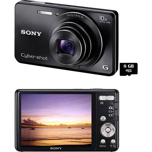 Câmera Digital Sony Cyber-shot DSC-W690 16.1 MP C/ 10x Zoom Óptico Cartão 8GB Preta