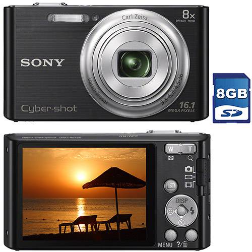 Tudo sobre 'Câmera Digital Sony Cyber-shot DSC-W730, 16.1MP Zoom Óptico 8x Cartão de Memória de 8GB Preta'