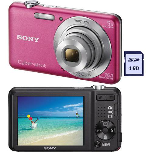 Câmera Digital Sony Cyber-shot DSC-W710 16.1 MP Zoom 5x Cartão de Memória 4GB