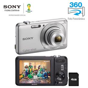 Câmera Digital Sony Cyber-shot DSC-W710 Prata com 16.1 MP, Zoom Óptico de 5x, LCD de 2,7", Foto Panorâmica 360º, VídeosHD + Cartão SD de 4Gb