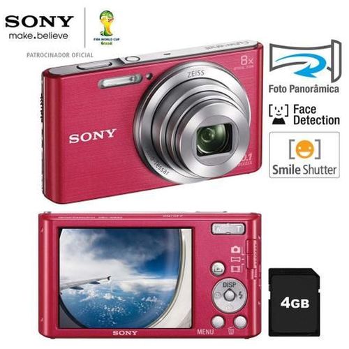 Camera Digital Sony Cyber-shot Dsc-w830 20.1 Mp Lcd de 2.7pol., Zoom Optico de 8x - Rosa