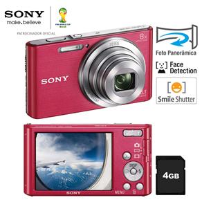 Câmera Digital Sony Cyber-shot DSC-W830 Rosa - 20.1 MP, LCD de 2.7", Zoom Óptico de 8x, Foto Panorâmica, Vídeo HD + Cartão de 4GB