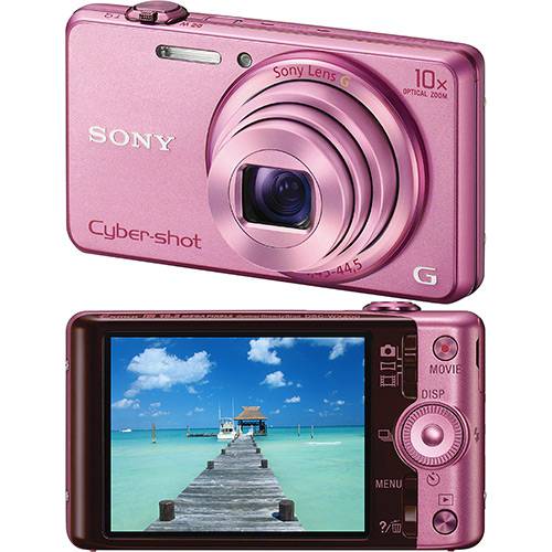 Câmera Digital Sony Cyber-Shot DSC-WX200 18.2MP 10x Foto Panorâmica Wi-fi Rosa + Cartão 8GB
