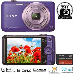 Câmera Digital Sony Cyber-shot DSC-WX7/L Azul C/ 16.2 MP, LCD 2.8", Foto Panorâmica 3D, Vídeo em Full HD, Face Detection e Memory Stick 8GB