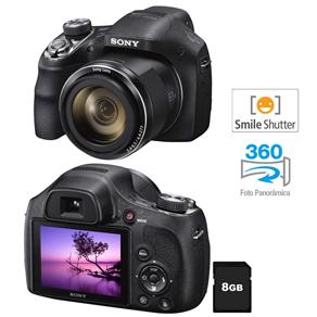 Câmera Digital Sony DSC-H400 Preta - 20.1 MP, LCD de 3 , Zoom Óptico de 63x, Estabilizador Óptico e Vídeo HD + Cartão de 8GB