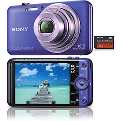 Câmera Digital Sony DSC WX7 16.2MP 5x de Zoom Óptico Memory Stick 8GB Azul