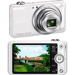 Câmera Digital Sony DSC-WX80 Branca 16.2 MP, Wi-Fi , Foto 3D e Panorâmica, 8x Zoom Óptico + Cartão 8GB