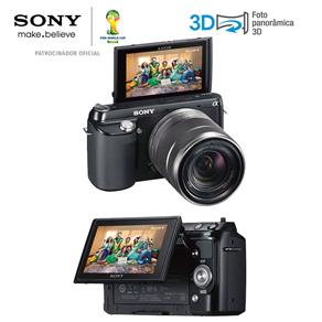 Câmera Digital Sony NEX-F3 Preta com 16.1MP, LCD Móvel 3.0", Detector de Face e Sorriso, Foto Panorâmica, Vídeo Full HD, Fotos 3D e Lente Sony SEL1855