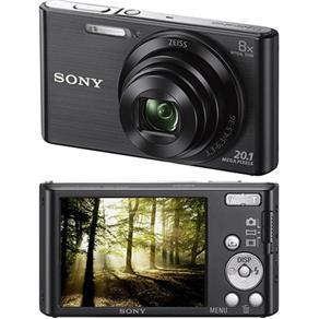 Câmera Digital Sony W830 20.1MP, 8x Zoom Óptico, Foto Panorâmica, Vídeos HD, Lentes Carl Zeiss, Preta, Cartão de Memória 4GB