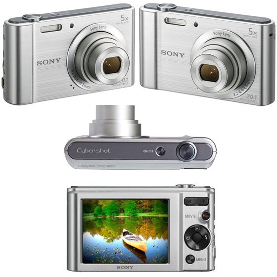 Câmera Digital Sony W800 20.1MP, 5x Zoom Óptico, Foto Panorâmica, Vídeos HD, Prata