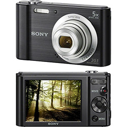 Câmera Digital Sony W800 20.1MP, 5x Zoom Óptico, Foto Panorâmica, Vídeos HD, Preta
