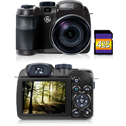 Câmera Digital GE X500 16MP C/ 15x Zoom Óptico Cartão SD 4GB Titanium
