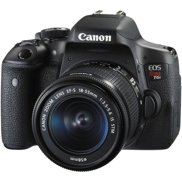 Câmera DSLR Canon EOS Rebel T6i com Lente 18-55mm IS STM