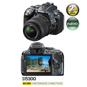 Câmera Dslr Nikon D5300 Cinza - 24.2Mp, Lcd 3,2´ com Ângulo Variável, 17 Modos de Cena, 20 Filtros de Edição, Wi-Fi, Gps Integrado e Vídeo Full Hd