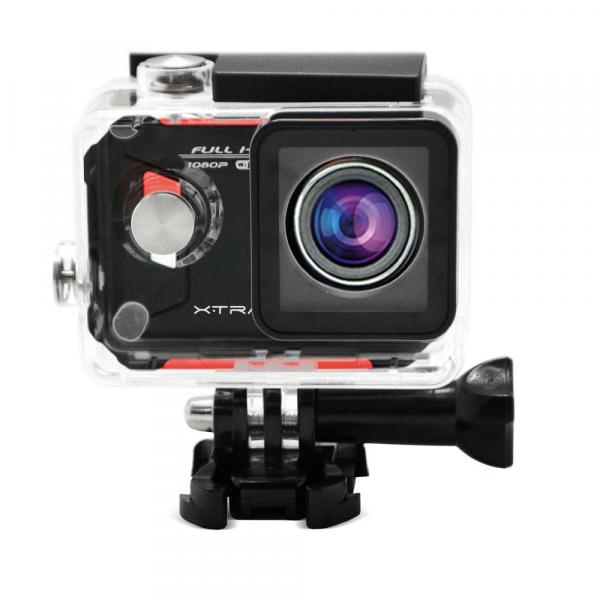 Câmera e Filmadora XTrax Evo 12MP, LCD 1.5", Wi-Fi - Preta/Vermelha