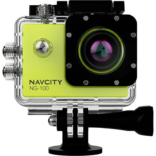 Tudo sobre 'Câmera Esportiva Navcity NG-100 Verde 12MP Full HD + Case à Prova D'água 30m + Selfie Stick'