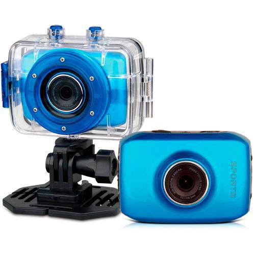 Câmera Filmadora para Esportes Action Camcorder Hd 720p 1.3mp Tela 2.0" Painel Touch - Azul