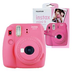 Câmera Fotográfica Instantânea Fujifilm Instax Mini 9 Rosa Flamingo com Flash e Espelho para Selfie