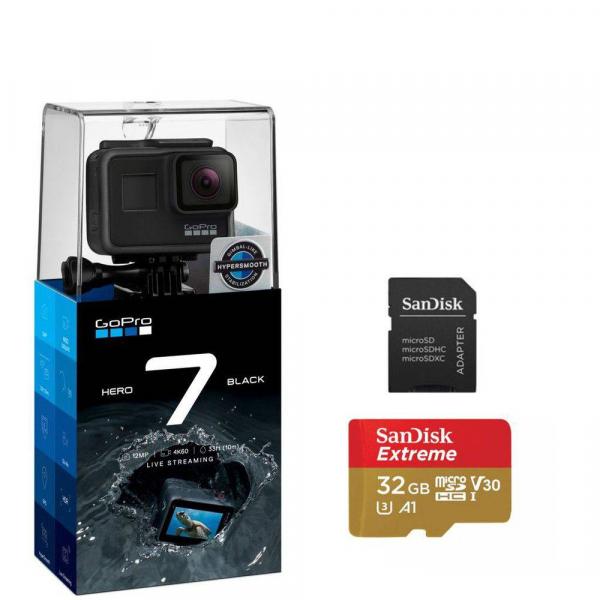 Câmera Go Pro Hero - 7 Black + Cartão de Memoria 32Gb Sandisk Extreme